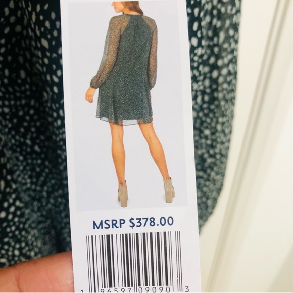 NWT New Joie Dress Balloon Sleeves, Arctic Animal spot, Green, MSRP $378.00 - Picture 6 of 10